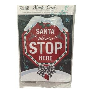 Santa Please Stop Here Garden Flag 12.5" x 18" Christmas Holiday Decor NIP
